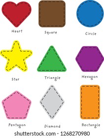 Colorful Patchwork Shapes, Vector Illustration, Learn basic Forms