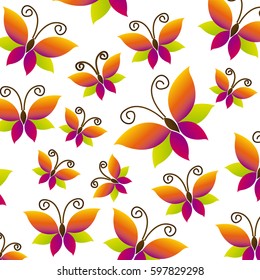 colorful pattern with abstract butterflies vector illustration