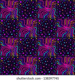 colorful pattern with abstract shapes and polka dots