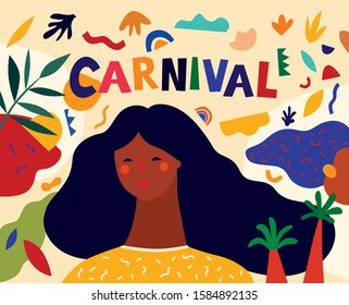 Colorful pattern with abstract stylish individual design elements. Design for holidays Brazil Carnival or party