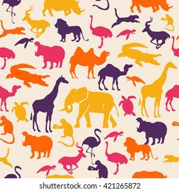 Colorful pattern african animals seamless