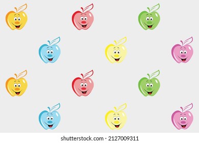 Colorful pattern with apples for making textiles with cheerful colors