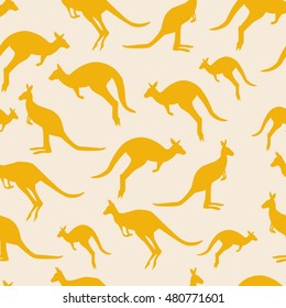 Colorful pattern australian kangaroo animal silhouette seamless background