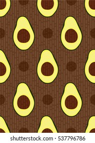 Colorful pattern with avocado on the brown background