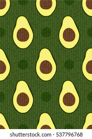 Colorful pattern with avocado on the green background