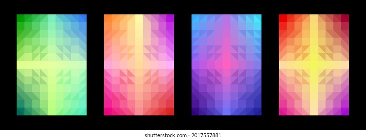 Colorful pattern background set. Abstract geometric shape. Gradient square triangle. Template design for publications, cover, poster, flyer, brochure, banner, wall. Vector illustration.