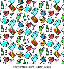 Colorful pattern background of variety drink icon on white background