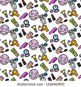 Colorful pattern background of variety make up icon on white background