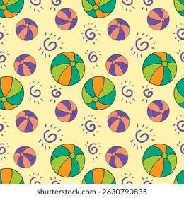 Colorful Pattern With Beach Ball On a Light Background