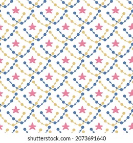 Colorful pattern with beards and stars on white background for textile print, design paper.