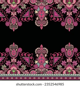 Colorful pattern border design on a black background