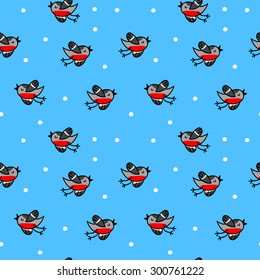 Colorful pattern with bullfinches