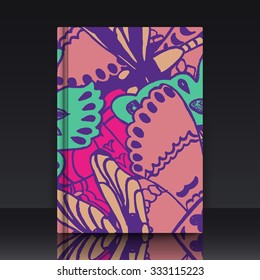 Colorful pattern with butterflies. Vintage background for spring and summer. EPS 10 vector illustration with mockup of title sheet or book cover. Can be used as background for web of applications.