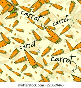 Colorful pattern with carrots. The template can be used for packaging, printing on cups, bags, wallpaper, textiles.