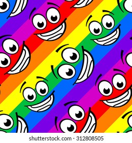 Colorful pattern of cartoon smiles.