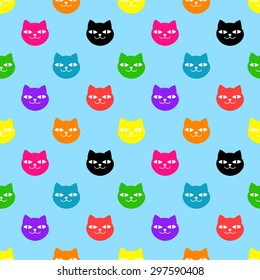 Colorful pattern with cats