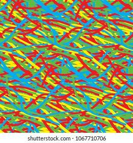 Colorful pattern with chaotic color lines. Abstract seamless vector pattern. Background texture.