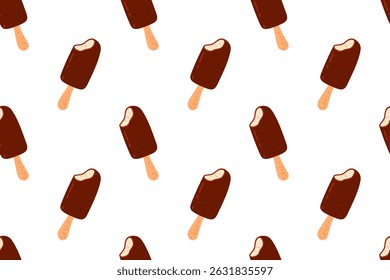 Colorful pattern of chocolate ice cream bars on a white background