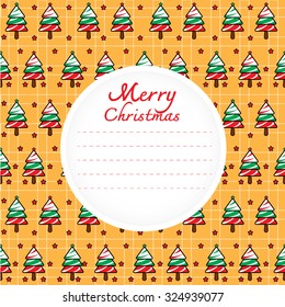 Colorful Pattern with Christmas Elements. Vector background with circular cutout space for text.