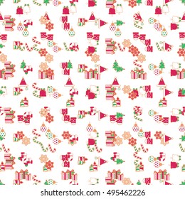 Colorful Pattern with Christmas Elements.Pattern can be used for wallpaper, cover fills, web page background, surface textures.