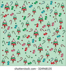 Colorful Pattern with Christmas Elements.Vector Background.