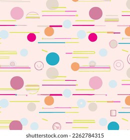 Colorful Pattern With Circles And Lines Vector Background Style. Handmade vector art.