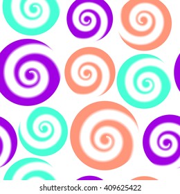 Colorful pattern of circles with swirls. Abstract vector pattern