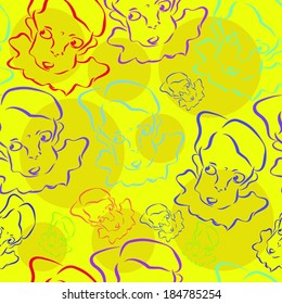 Colorful pattern with clown faces, vector graphics