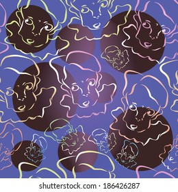 Colorful pattern with clown faces, vector graphics