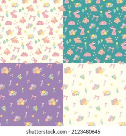 colorful pattern with cute bunnies