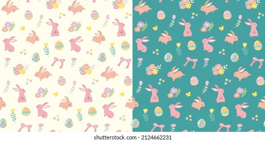 colorful pattern with cute bunnies