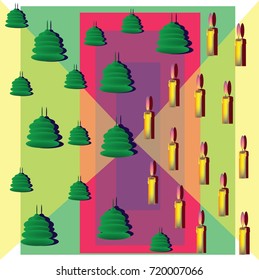 Colorful pattern with decor elements for the New Year and Christmas holiday