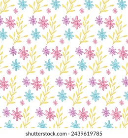 Colorful pattern design with flowers, floral pattern, cute patterns