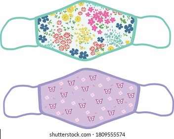bunter Muster-Design für Maske Gesicht, Kleidung, Stoff. Mocken Sie eine Vorlagenmaske mit einem Vektor an.