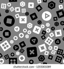Colorful pattern with different button shapes objects. Texture background for textile, print, paper, fabric background, wallpaper