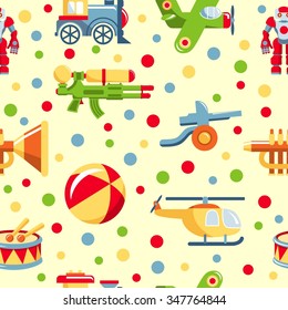 Colorful pattern with different kind of toys for boys