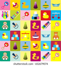 Colorful pattern with different kind of toys