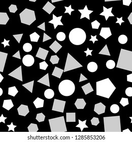 Colorful pattern with different shapes objects. Texture background for textile, print, paper, fabric background, wallpaper
