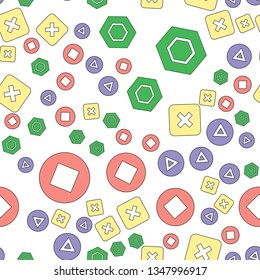 Colorful pattern with different shapes objects. Texture background for textile, print, paper, fabric background, wallpaper