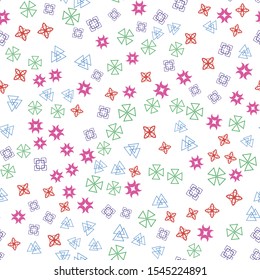 Colorful pattern with different shapes objects. Texture background for textile, print, paper, fabric background, wallpaper