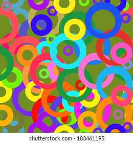 Colorful pattern of different size bagels. Pattern.
