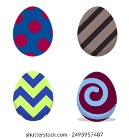 Colorful Pattern Easter Egg Set Vector EPS PNG Clip Art No Transparent Background