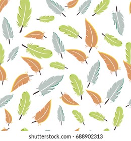 Colorful Pattern with Feathers. Vector Illustration. 