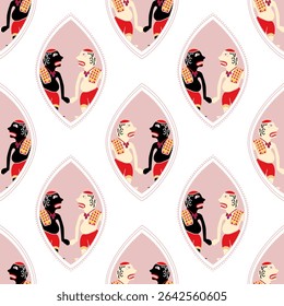 Colorful pattern featuring playful character design