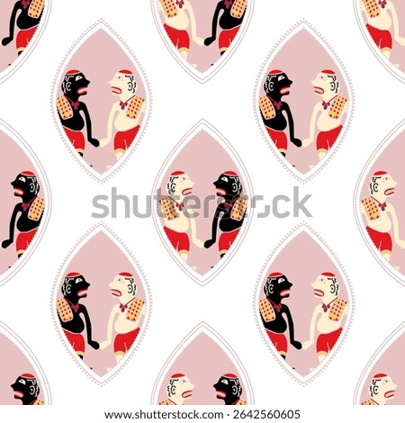 Colorful pattern featuring playful character design