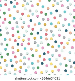 A colorful pattern featuring scattered circular dots on a white background, ideal for graphic design or decorative purposes.