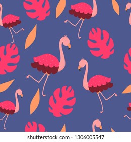 colorful pattern with flamingos