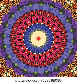Un patrón colorido con un diseño floral