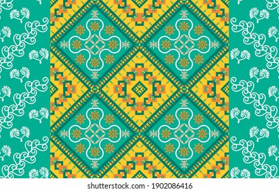 colorful pattern floral design,abstract geometric design for background,
wallpaper,fabric,carpet,clothing,wrapping,Vector illustration embroidery style,
