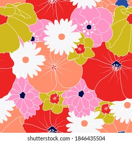 Colorful pattern with flowers, Colorful pattern background, Beautiful flower pattern